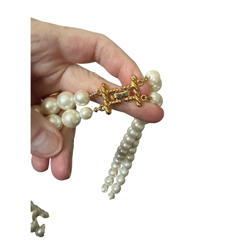 Vintage‎ Elegant Double Strand Faux Pearl Necklace